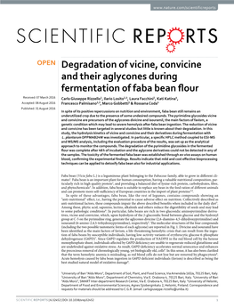 Degradation of Vicine, Convicine and Their Aglycones During Fermentation of Faba Bean Flour