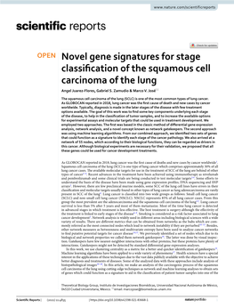 Novel Gene Signatures for Stage Classification of the Squamous Cell