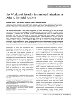 Sex Work and Sexually Transmitted Infections in Asia: a Biosocial Analysis