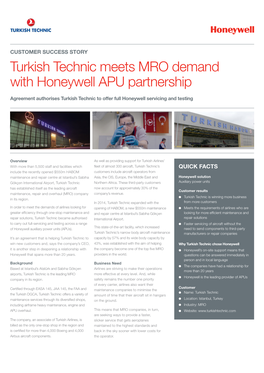 Turkish Technic Meets MRO Demand with Honeywell APU Partnership
