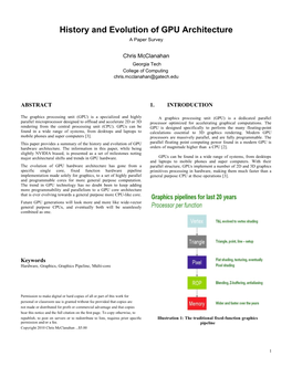 History and Evolution of GPU Architecture a Paper Survey