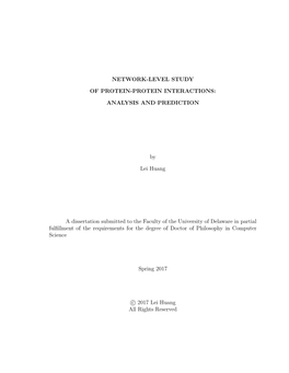 Network-Level Study of Protein-Protein Interactions