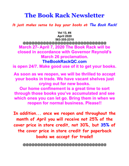 The Book Rack Newsletter