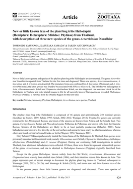 New Or Little Known Taxa of the Plant Bug Tribe Hallodapini