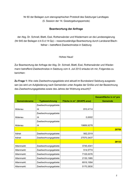 Beantwortung Der Anfrage