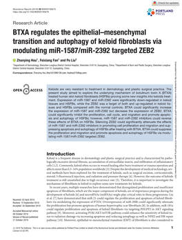 BTXA Regulates the Epithelial–Mesenchymal Transition and Autophagy of Keloid Fibroblasts Via Modulating Mir-1587/Mir-2392 Targ