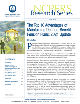 The Top 10 Advantages of Maintaining Defined-Benefit Pension Plans: 2021 Update