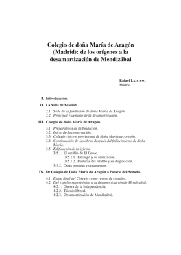 Colegio De Doña María De Aragón (Madrid): De Los Orígenes a La Desamortización De Mendizábal