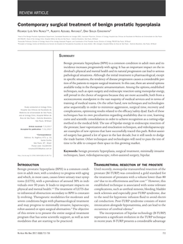 Contemporary Surgical Treatment of Benign Prostatic Hyperplasia