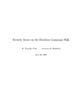 Security Issues in the Database Language SQL