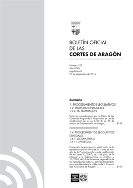 Boletín Oficial De Las Cortes De Aragón