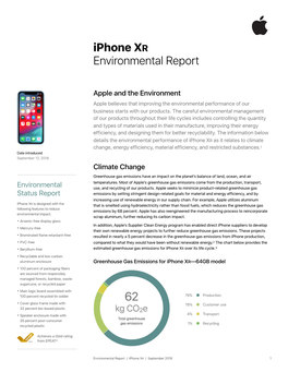Iphone XR Environmental Report