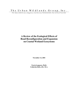 A Review of the Ecological Effects of Road Reconfiguration and Expansion on Coastal Wetland Ecosystems