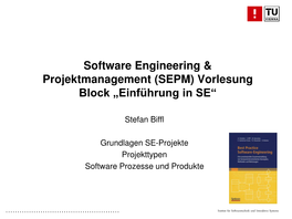 (SEPM) Vorlesung Block „Einführung in SE“