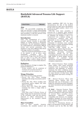 Battlefield Advances Trauma Life Support (BATLS) Chapters 3 and 4