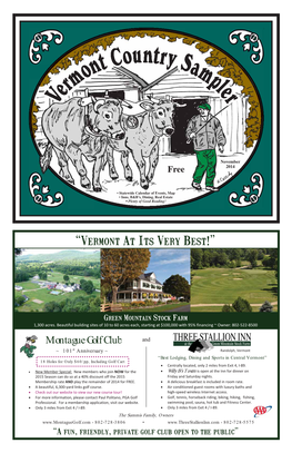 Vermont Country Calendar RUTLAND