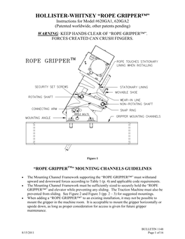 ROPE GRIPPER™” Instructions for Model #620GA1, 620GA2 (Patented Worldwide, Other Patents Pending)