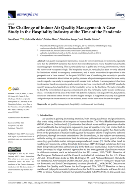 The Challenge of Indoor Air Quality Management: a Case Study in the Hospitality Industry at the Time of the Pandemic