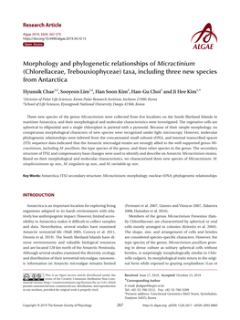 Morphology and Phylogenetic Relationships of Micractinium (Chlorellaceae, Trebouxiophyceae) Taxa, Including Three New Species from Antarctica