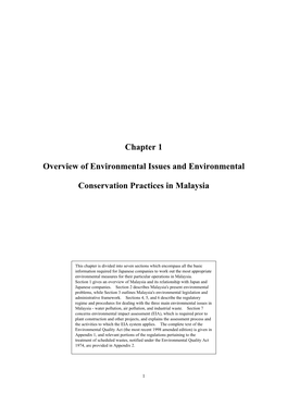 Chapter 1 Overview of Environmental Issues and Environmental