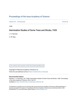 Germination Studies of Some Trees and Shrubs, 1928