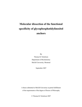 Molecular Dissection of the Functional Specificity of Glycophosphatidylinositol Anchors