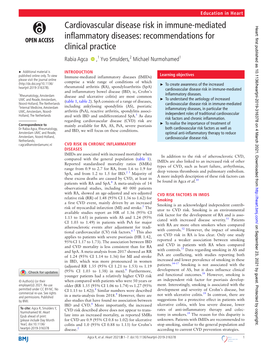 Cardiovascular Disease Risk in Immune-Mediated Inflammatory