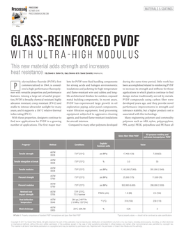 Glass-Reinforced PVDF with Ultra-High Modulus This New Material Adds Strength and Increases Heat Resistance | by David A