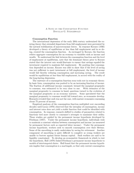 A Note on the Consumption Function Douglas G. Steigerwald