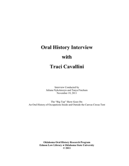 Oral History Interview with Traci Cavallini