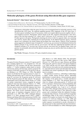 Molecular Phylogeny of the Genus Hordeum Using Thioredoxin-Like Gene Sequences