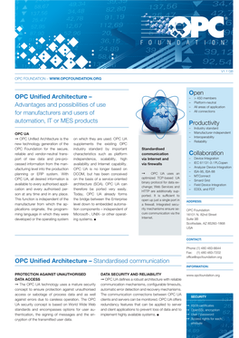 OPC Unified Architecture – Advantages And