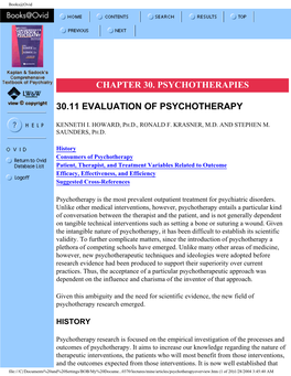 Evaluation of Psychotherapy