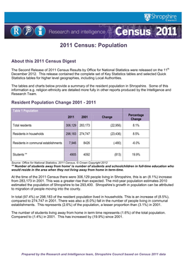 2011 Census: Population