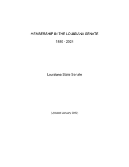 Membership of the Louisiana State Senate, 1880-Present