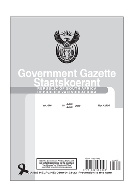 Government Gazette Staatskoerant REPUBLIC of SOUTH AFRICA REPUBLIEK VAN SUID AFRIKA