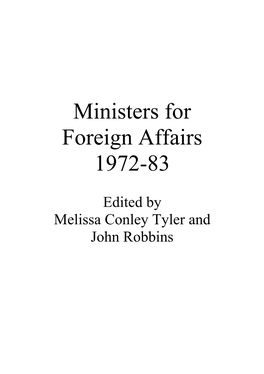 Ministers for Foreign Affairs 1972-83
