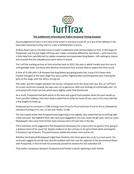 The Juddmonte International Stakes Sectional Timing Analysis
