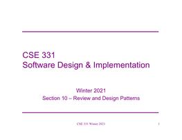 CSE 331 Software Design & Implementation