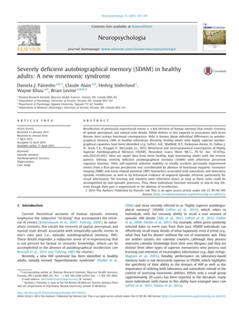 Severely Deficient Autobiographical Memory (SDAM)