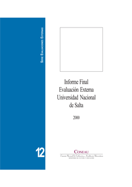 Informe Final Evaluación Externa De La Universidad Nacional De Salta 2000