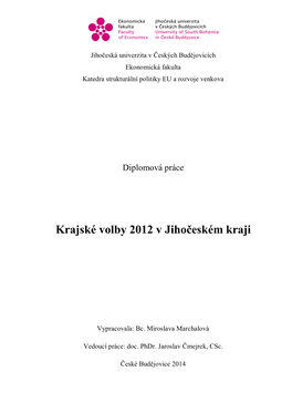 Krajské Volby 2012 V Jihočeském Kraji