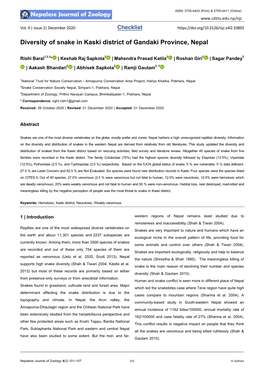Diversity of Snake in Kaski District of Gandaki Province, Nepal