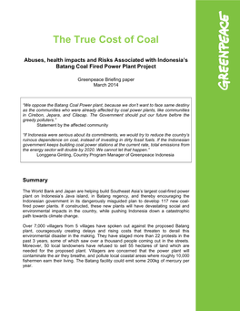 The True Cost of Coal