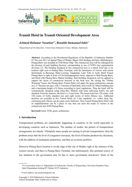 Transit Hotel in Transit Oriented Development Area