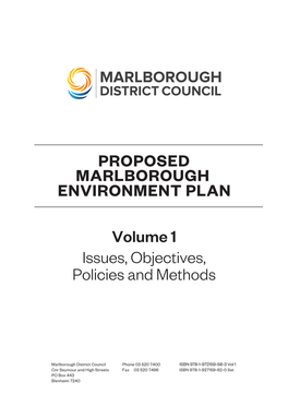 Proposed Marlborough Environment Plan Volume 1