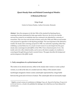 Quasi-Steady-State and Related Cosmological Models