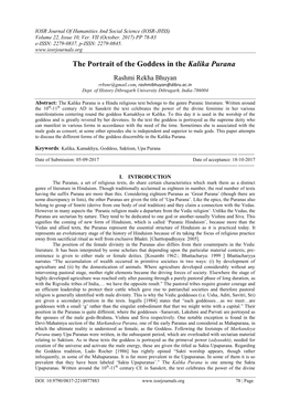 The Portrait of the Goddess in the Kalika Purana
