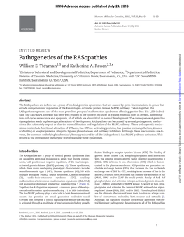 Pathogenetics of the Rasopathies William E