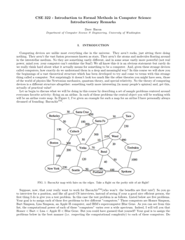 CSE 322 - Introduction to Formal Methods in Computer Science Introductionary Remarks